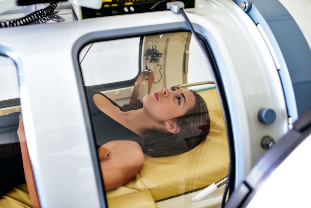 Hyperbaric oxygen therapy (HBOT) and TheraLight 360 red/NIR+ light therapy